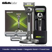 Dao cạo Gillette dành cho nam, Gillette Labs kèm thanh tẩy tế bào chết, bộ dụng cụ cạo râu cho nam, tiện lợi mang theo, bao gồm hộp đựng du lịch, 1 tay cầm, 4 lưỡi dao thay thế và giá đỡ từ tính cao cấp, quà tặng dành cho phái mạnh. - Nhiều màu - Xem 10