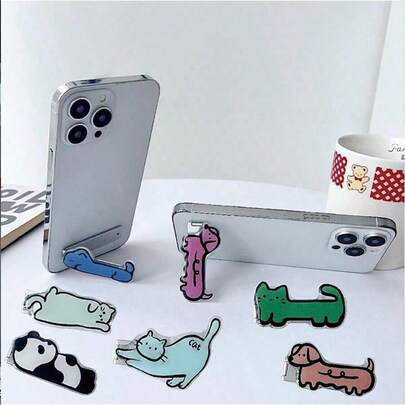 1个卡通动物手机支架，动物系列手机支架，可折叠一体式夹子支架，兼容、安卓手机，生日礼物，送给家人、朋友的礼物，生日手机配件，承重力强