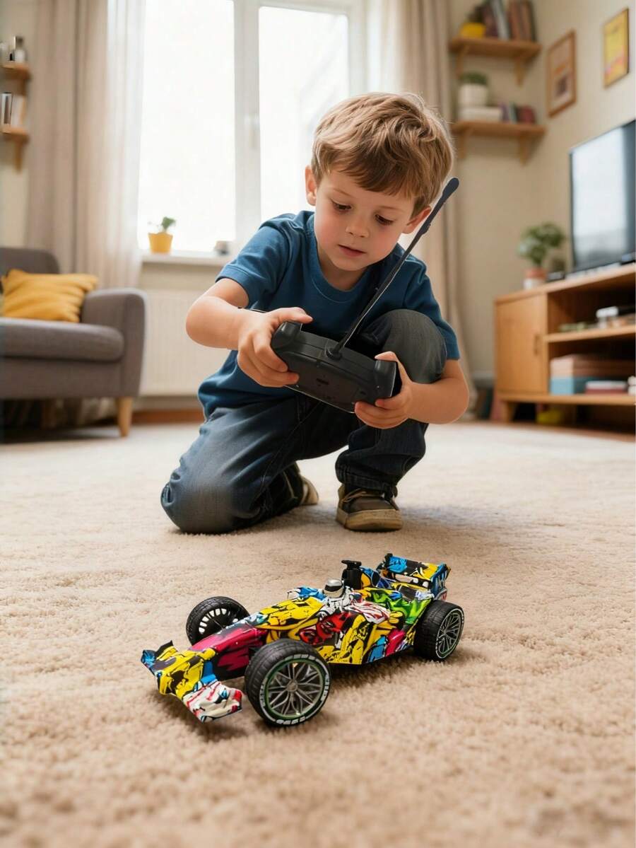 Random Graffiti Pattern Remote Control Car, Science Toy For Kids, Yellow - Graffiti Car - View 1