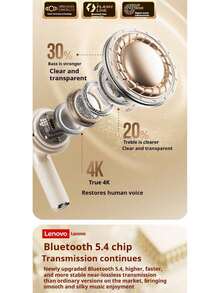 Lenovo EA166 Bluetooth Wireless Earphones: Wireless Semi-In-Ear, High-Quality Sound, Long Battery Life, Compact Design - Cherry Blossom White - View 5