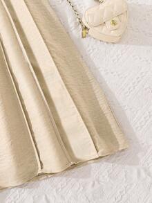 Left Mama 女童优雅无袖连衣裙，夏季 - 杏色 - 查看 6