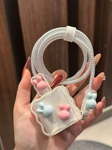 5pcs Pink Sakura Charging Cable Protector Sleeves Compatible With Apple 20W Charger - Pink - View 13