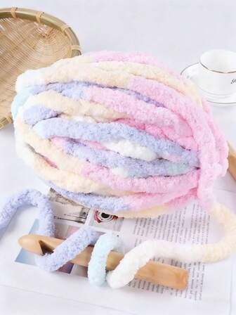 250克 DIY 多色雪尼尔纱线，适用于编织和钩织毯子、靠垫，粗线柔软保暖，可钩织围巾。