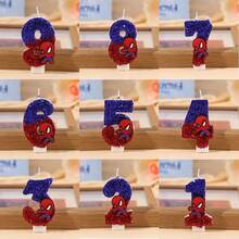 Spider-Man Original Fun Figure Candles Superhero Spiderman 0-7 Candles Cupcake Toppers Cake Decoration For Boy Party Favors
