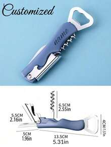 1PC Customized Laser Engraved Wine Bottle Opener, Multifunctional Beer Bottle Opener, Multifunctional 4-In-1 Beer Bottle Opener, Bar Tool Suitable As Gift For Father's Day, Friends - Multicolor - View 7
