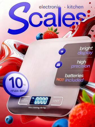  Báscula electrónica de cocina, báscula de alta precisión para alimentos con panel de acero inoxidable, pantalla LCD, báscula para café expreso italiana, herramienta para hornear, accesorios de cocina. Apta para hornear y cocinar en la cocina, pérdida de peso y dieta nutricional, pesaje preciso para el té. (Batería no incluida)