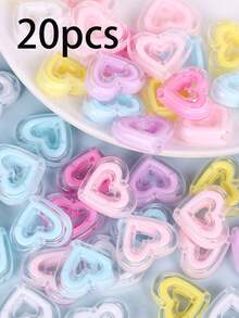 20pcs Transparent Heart & Star Shaped Acrylic Beads With Holes, DIY Phone Charm Accessories