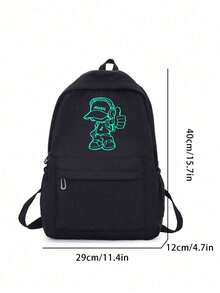 1 pieza Mochila de moda de unicolor para hombres; Mochila multifuncional de gran capacidad para uso casual y de desplazamiento, adecuada para todos, amigable para estudiantes - Negro - Ver 8
