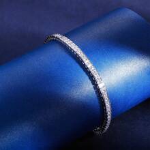 MDFUN 2.5毫米网球手链，18K白金/黄金镀层立方氧化锆女士网球手链 - 方形-白色 - 查看 4