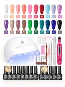 coscelia 34pcs Gel Nail Polish Set, Includes UV Lamp And Nail Grinder, 20 Christmas Colors (Red, Green, Pink, Blue, Purple), Glitter/Matte/Glossy Top Coat And Base Coat, Complete Manicure Tools, Christmas Gift - Nhiều màu - Xem 11