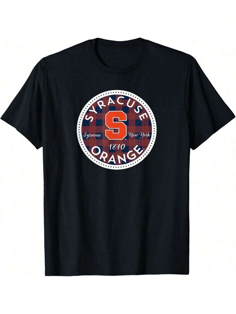Syracuse University Orange Plaid Badge T-Shirt - 黑色 - 查看 1