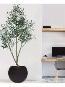 1 Stück klassischer runder Fasersteinübertopf in Schwarz/Weiß - polierte Oberfläche, bodenständig, mit Ablaufloch, langanhaltend & leicht für Bonsai Bäume in Innen-/Außenbereich, Heim, Hof & Garten Dekoration - Verschiedenfarbig - Übersicht 3