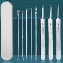 Set Of 8 Blackhead Removal Tools - Stainless Steel Blemish And Acne Extraction Tools - Professional Acne Squeezing Set Suitable For All Skin Types, Facial Care Tools With Portable Case - Odorless - 8-piece Set - View 1