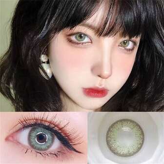 1 par gröna mjuka färgade kontaktlinser, 1 år, engångsbruk, 2 st högkvalitativa kontaktlinser