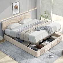 Bed Frames - Beige + Velvet + 140cm*200cm - View 8