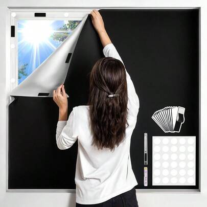 Blackout Curtains Bedroomx 150cm, Portable Window Blackout Blinds No Drill Black Out Window Covering Guard Blinds Heat Blocking Window Shades Nursery Travel RV, Dark - Silver