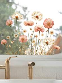 1 pieza Adhesivo de pared con diseño floral de jardín - Diseño floral realista con margaritas blancas - Adhesivo de vinilo autoadhesivo para sala de estar, dormitorio, cocina, baño - Decoración tipo papel tapiz extraíble y fácil de aplicar - Decoración del hogar para inauguración de vivienda, boda, fiesta, decoración floral, mejora del dormitorio, escena de naturaleza vibrante, acabado brillante, regalo de inauguración de vivienda, tema botánico, material duradero, planificadores de eventos