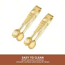 3/6pcs Luxury Gold Mini Clips, Rose Patterned Sugar Tongs, High Quality Stainless Steel Small Service Clips, Durable Ice Clips, Cute Tea Party Service Clips, Exquisite Gifts, Suitable For Cafe/Wedding/Valentine's Day/New Year/Mother's Day/Birthday - Gold - View 5