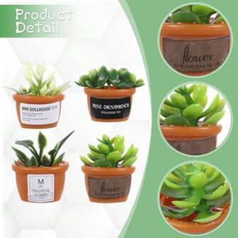 1:12 Scale Mini Car Decor, Cute Succulent Plant Dashboard Decor, Mini Car Ornament, Artificial Flower Pot, Miniature Plant Potted, Suitable For Home, Office, Desk, Car Interior Decoration