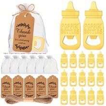 50 件弹跳开瓶器婴儿派对礼物，适合宾客，婴儿派对回礼，婴儿奶瓶形状开瓶器，婴儿派对纪念品，附送欧根纱袋，感谢卡，小号，金色 - 金色 - 查看 13