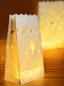 10pcs Fire-Resistant Luminary Candle Bags, White Candle Bags For Wedding Party Decor With Reusable Material (Candles Are Not Included),Christmas