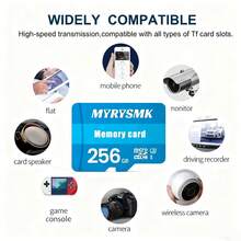 1张高速Micro SD卡 - 兼容智能手机、平板电脑、相机、安防摄像头等 - 蓝色TF卡，U3速度/数据传输/广泛兼容，存储容量选项：8GB/16GB/32GB/64GB/128GB/256GB - 彩色 - 查看 4
