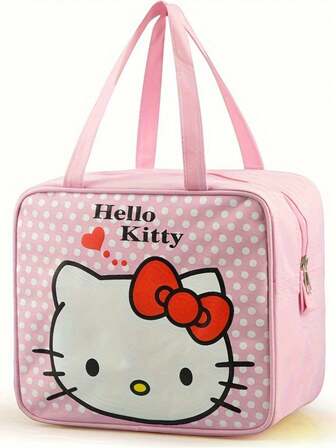 1 PC Hello Kitty Lunch Bag For Hello Kitty Insulated Lunch Bag, Sanrio, Thickened High-Quality Portable Bento Box, Suitable For Outdoor Activities, Travel, Camping Insulated Lunch Bag, Non-Food Contact, Back To School