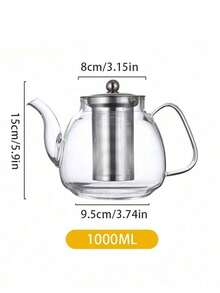1 Pc Elegant Glass Teapot With Stainless Steel Infuser - Thick Heat-Resistant Glass Kettle, Suitable For Perfect Steeping, Great For Tea Lovers Back To School