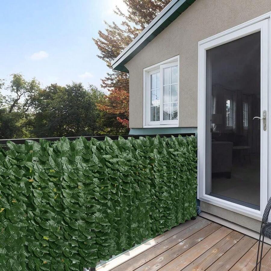4 Pack Artificial Ivy Leaf Fence Privacy Screen For Outdoor Decor, Balcony Garden Patio Railing Cover, Indoor Wall Decoration, UV Resistant Greenery Mesh - 綠色 - 查看 1