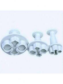 3Pcs/Set Silicone Cookie Cutter Hydrangea Fondant Cake Decorating Sugar Craft Plunger Pastry Flower Blossom Mold Home Cake Tools - White - View 3