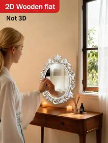 1 Piece, 2D Flat Printing Wall Mirror, Baroque Style Wall Mirror - Exquisite Retro Decoration Makeup Mirror, French Gothic Style Makeup Mirror, Bohemian Style Mirror, New Home Wall Makeup Mirror, Personalized Home Decoration, Room Decoration, Mirror Wall Sticker, Suitable For Living Room, Bathroom, Terrace Wall Decoration, Outdoor Garden Decoration - Multicolor - View 6