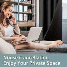 1pc 100% Blackout Thermal Insulated Privacy Curtain Panel, Solid Black Polyester Fabric With Lining, Lightweight, Top Grommet Header, Modern Minimalist Style, Suitable For Bedroom, Dining Room, Living Room, Kitchen, Balcony, Garden - Black - View 8