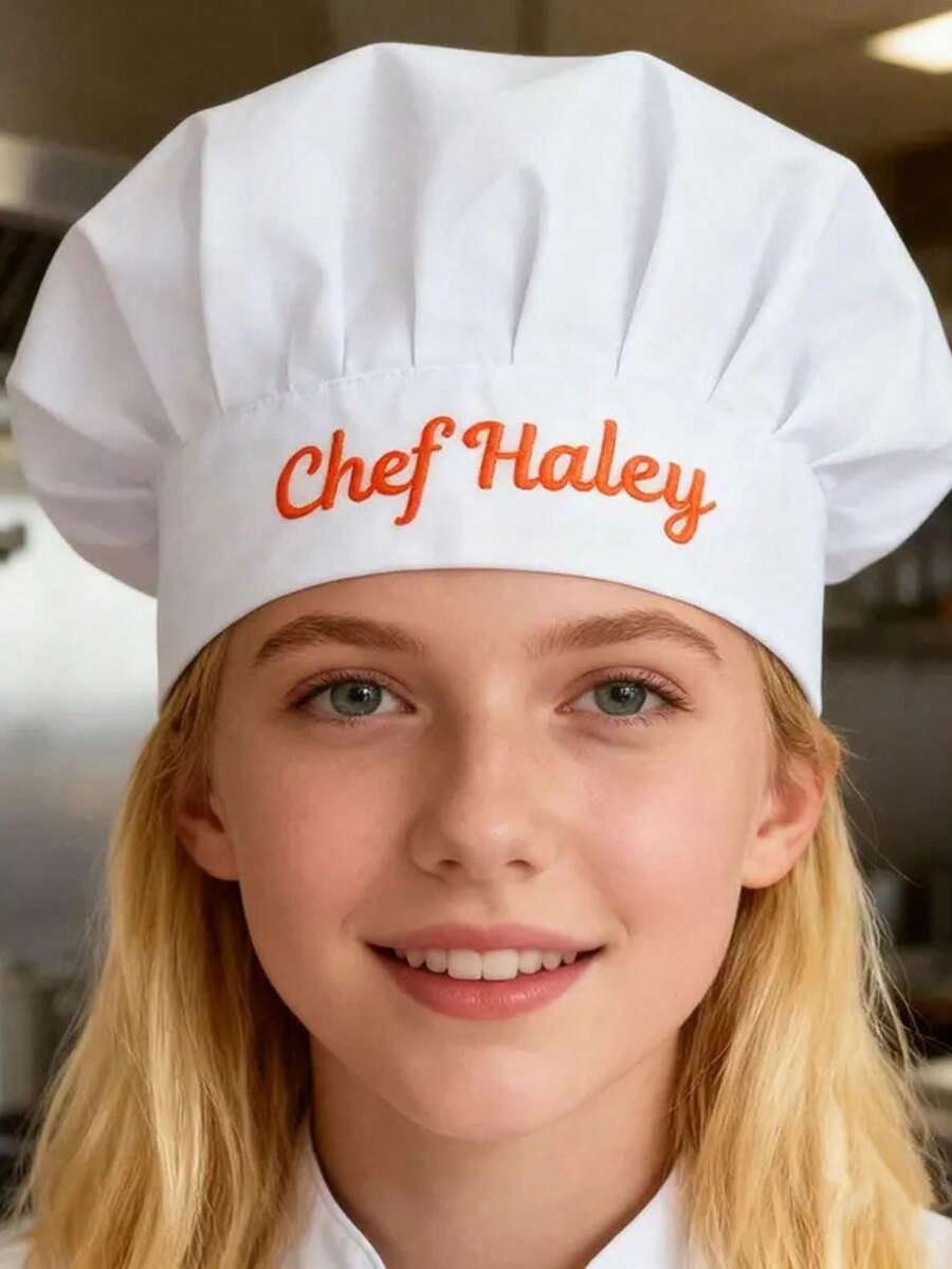 1pc Customized Embroidered Chef Hat, Embroidered Design Chef Hat, Professional Baking Chef Hat, With Name, Adjustable Baking Chef Hat, Personalized Chef Gift