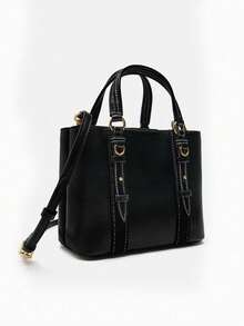 新款黑色迷你都市手提包/单肩包，时尚水桶包，尽显优雅气质，百搭实用 - 黑色 - 查看 2