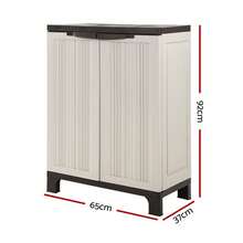Gardeon Outdoor Storage Cabinet Box 92cm Lockable Cupboard Sheds Garage Adjustable Beige - Beige - View 2