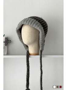 1pc Color Block Braided Knitted Knit Hat, Versatile Oversize Beanie, Warm Earflap Ski Cap, Suitable For Women & Men In Autumn/Winter - Multicolor - View 4