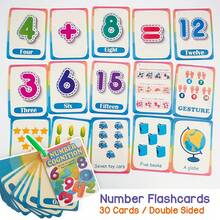 30 PCS Double Sided Number Cognition Flashcards Kids Number Recognition & Counting Practice Cards Preschool Early Math Educational Learning Tools - Multicolor - View 14