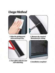 1m Water Blocking Bar For Home Windows, Rain And Wind Sealing Gasket For Sliding Windows, Balcony Insulation, Windproof Sealing Strip - Black - Length 1.0 Meter (total Width 4.5 Centimeters) - View 2