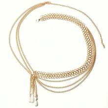 Bohemian Style Golden Geometric Women'S Waist Chain Belt - Retro Style, Adjustable Design, Beaded Tassel, Perfect For Weddings, Beach Parties, And Bohemian Fashion, Exquisite Gift For Her, Fashionable And Versatile Accessory - 金子 - 查看 5