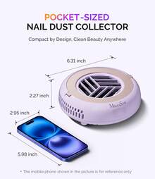 MelodySusie Nail Dust Collector, HProA Compact Vacuum Fan Dust Collector Quiet For Beginner Nail Tech And Student, Manicure Pedicure Tool Supplies For Acrylic Nail Polishing,Salon & Home Equipment Christmas Gift-Purple - 紫丁香色 - 查看 8