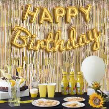 Champagne Gold Foil Backdrop, Metallic Glitter Foil, Tassel Curtains, Birthday Party Photo Booth Backdrop, Engagement/Bachelor Party Decorations. - Champagne - View 5