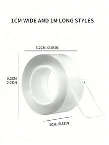 1 pieza Cinta adhesiva transparente de doble cara de 1 mm de grosor, con fuerte adhesivo y sin dejar rastros, adecuada para oficina, hogar y uso diario, de vuelta a la escuela - Blanco - Ver 4