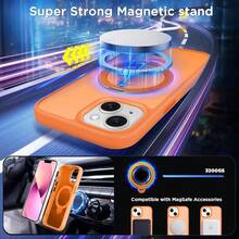 Magnetic Case For For IPhone 13/14 6.1 Inch With 360 Rotatable Ring Stand, Compatible With Mag Car Phone Mount, Cases Cover Phone Holder For Desk Meeting/Videos Orange,6.1inch(ForFor IPhone13/14),Orange - 橘色 - 查看 4