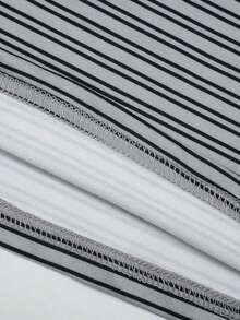 Women's Comfortable Regular Length Striped Knit Long Sleeve Crew Neck T-Shirt With Cinched Hem Detail