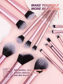 15pcs Professional Makeup Brush Set, High Quality Powder Brush, Blush Brush, Contour Brush, Eyeshadow Brush, Highlighter Brush, Makeup Tools For Flawless Base Makeup,Brush Set,Makeup Brush Kit,Make Up Brush Set,Make Up Set Complete,Makeup Brush Set,Complete Makeup Kit,Brush Kit,Brushes Makeup Set,Makeup Gift Set,Set - Pink - View 5