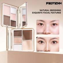 FEOTZNW Paleta de contorno de 4 colores - Bronceador mate, iluminador, sombra de nariz, corrector, todo en una paleta para crear contornos naturales esculpidos - X01# - Ver 7