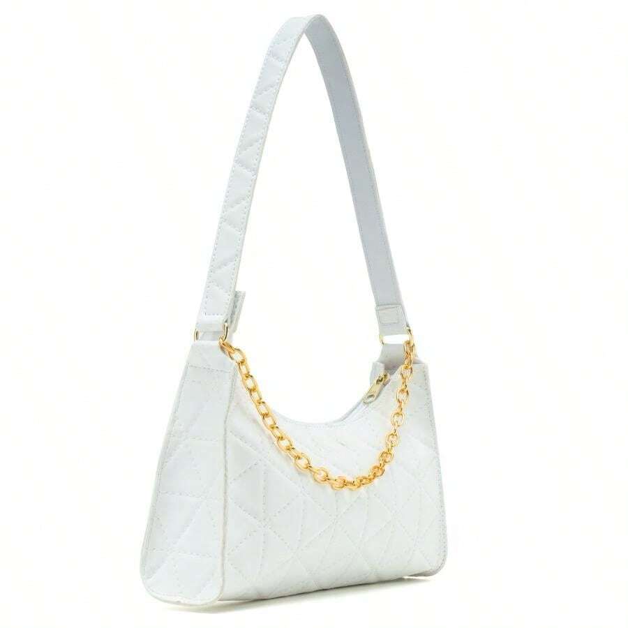 Women's Embroidered Baguette Bag Chain Side Crossbody Shoulder Bag Small New Arrival Promotion - 白色 - 查看 1