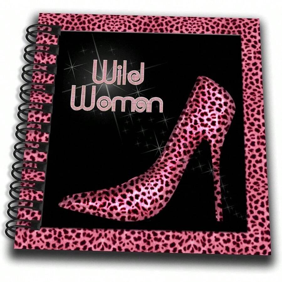 Pink Cheetah Print Wild Woman Stiletto Pump and Bling - Bloc de Notas, 4 por 4 Pulgadas db218013 - Blanco, Rosa - Ver 1