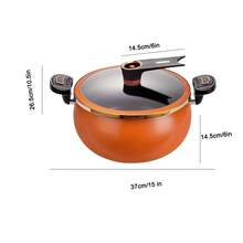 Large Deep Capacity, Multi-Function Micro Pressure Cooker Pot,  Ceramic Mini Pressure Cooker Set - Non-Stick Soup Pot With Transparent Lid, Heat Resistant Handle, Compatible With Gas/Electric Stoves (Home/Kitchen/Restaurant), Fast Heating Mini Pressure Cooker, Non-Stick Stockpot, For Soups, Pasta, Sauces, And Stews, Christmas Gift - Orange - View 11
