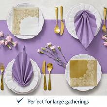 PAW - 50 Pieces Linen-Feel Paper Napkins 16inch X 16inch, Disposable Cloth-Like Napkins With Reverse Gold Lace Design, Dinner Napkins For Party, Wedding, Christmas,DinnerNapkins,ReverseRoyalLaceGold-White - ReverseRoyalLace金色-白色 - 查看 8